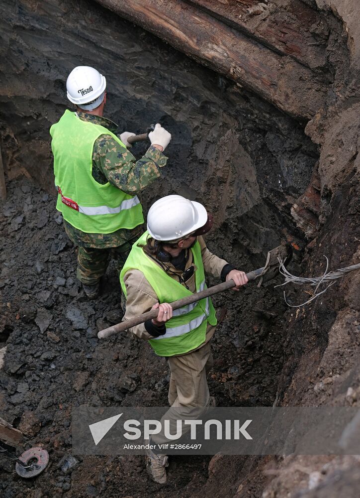 Archaeological excavation in Zaryadye Park