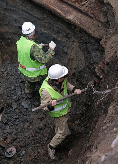 Archaeological excavation in Zaryadye Park