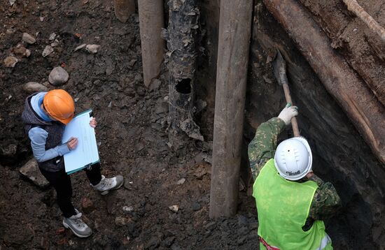 Archaeological excavation in Zaryadye Park