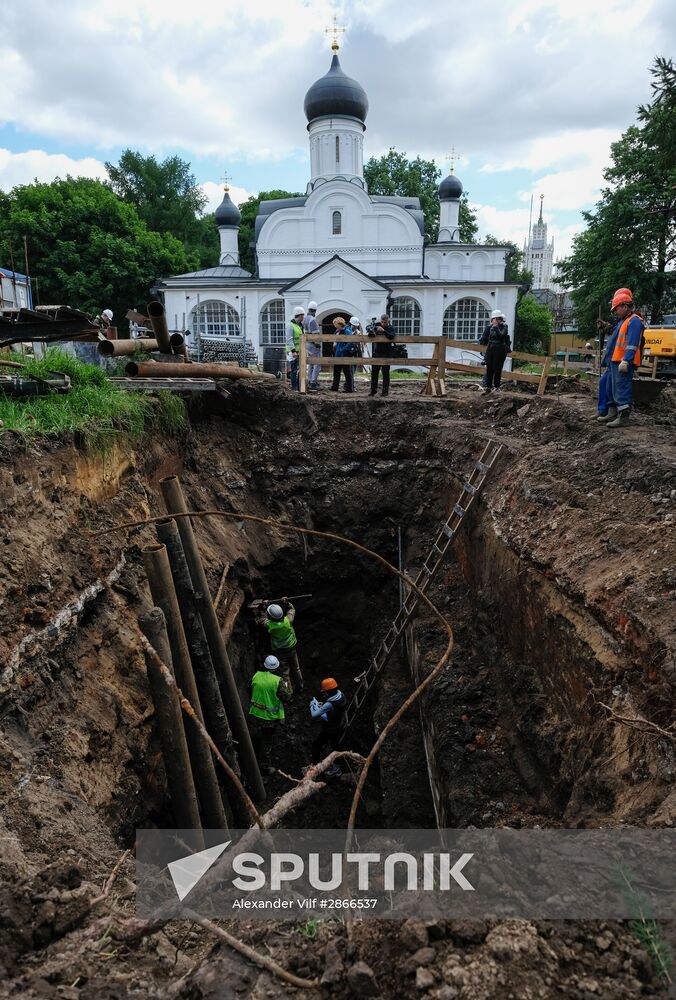 Archaeological excavation in Zaryadye Park