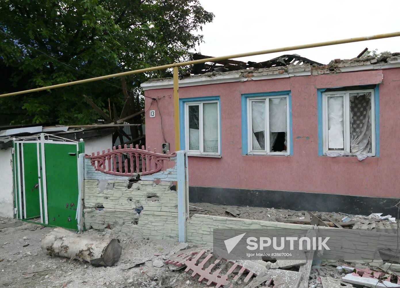 Aftermath of shelling of Kuibyshevsky District in Donetsk