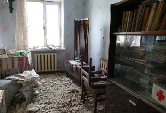 Aftermath of shelling of Kuibyshevsky District in Donetsk