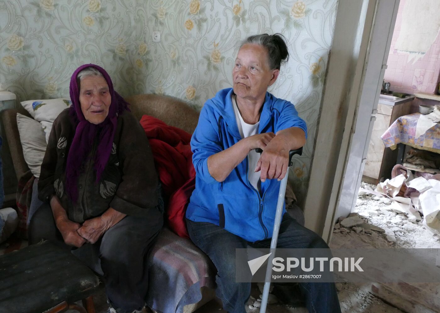 Aftermath of shelling of Kuibyshevsky District in Donetsk