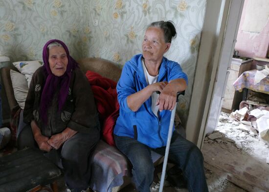 Aftermath of shelling of Kuibyshevsky District in Donetsk