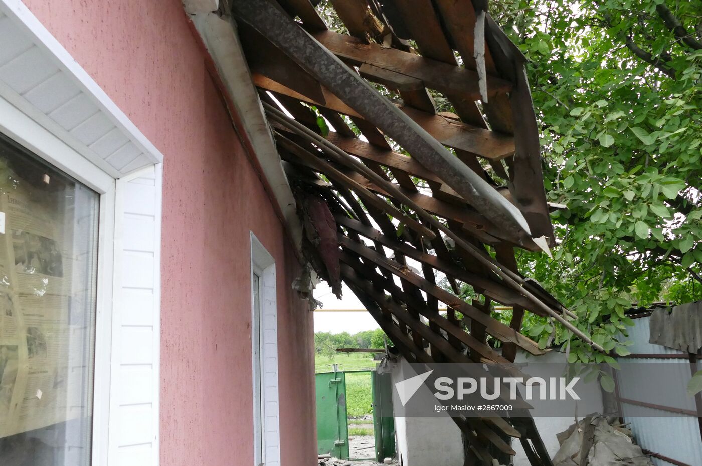 Aftermath of shelling of Kuibyshevsky District in Donetsk
