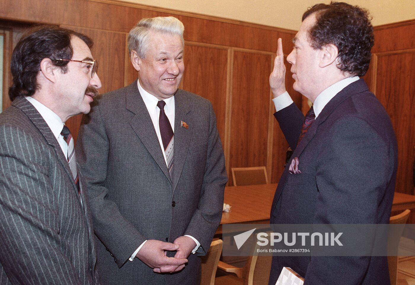 Boris Yeltsin meets with President of World Jewish Congress Edgar Bronfman