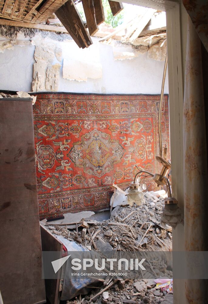 Aftermath of shelling of Kuibyshevsky District in Donetsk