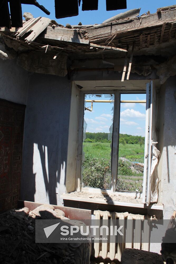 Aftermath of shelling of Kuibyshevsky District in Donetsk