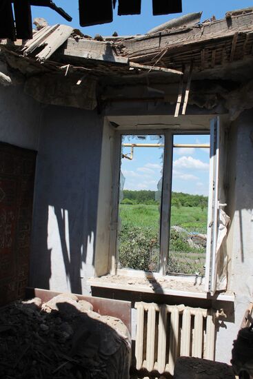 Aftermath of shelling of Kuibyshevsky District in Donetsk
