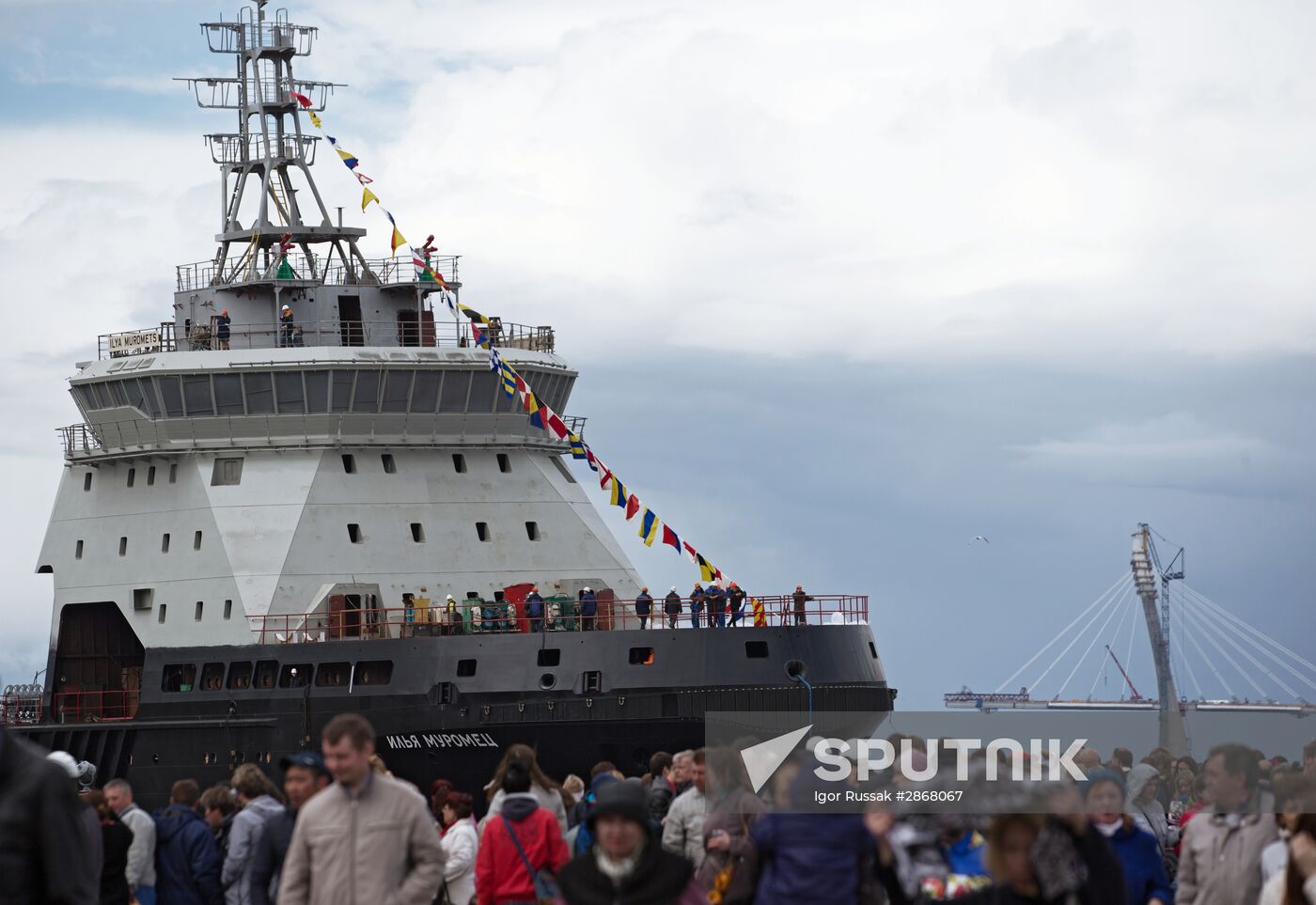 The Ilya Muromets icebreaker floated out in St. Petersburg