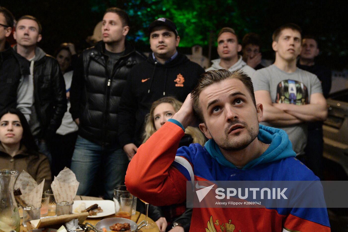 People watch Russia vs. England UEFA Euro 2016 group stage match
