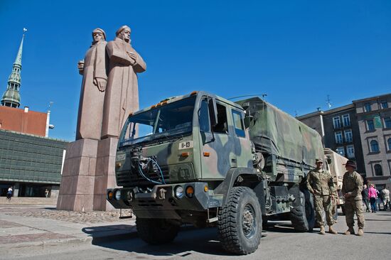 US armed forces' military equipment in Riga