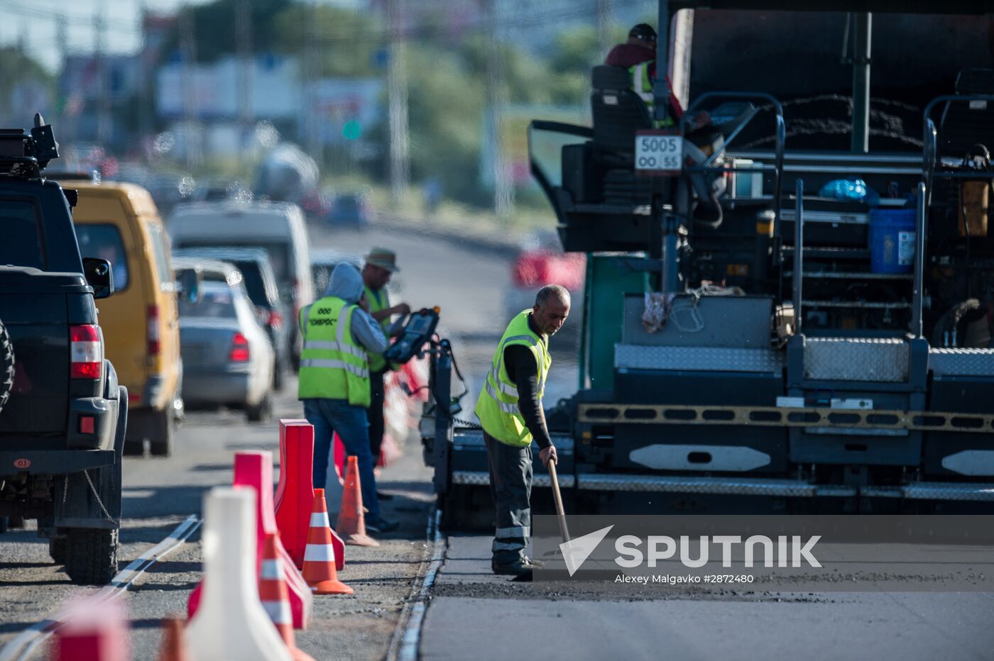 Road repairs in Omsk