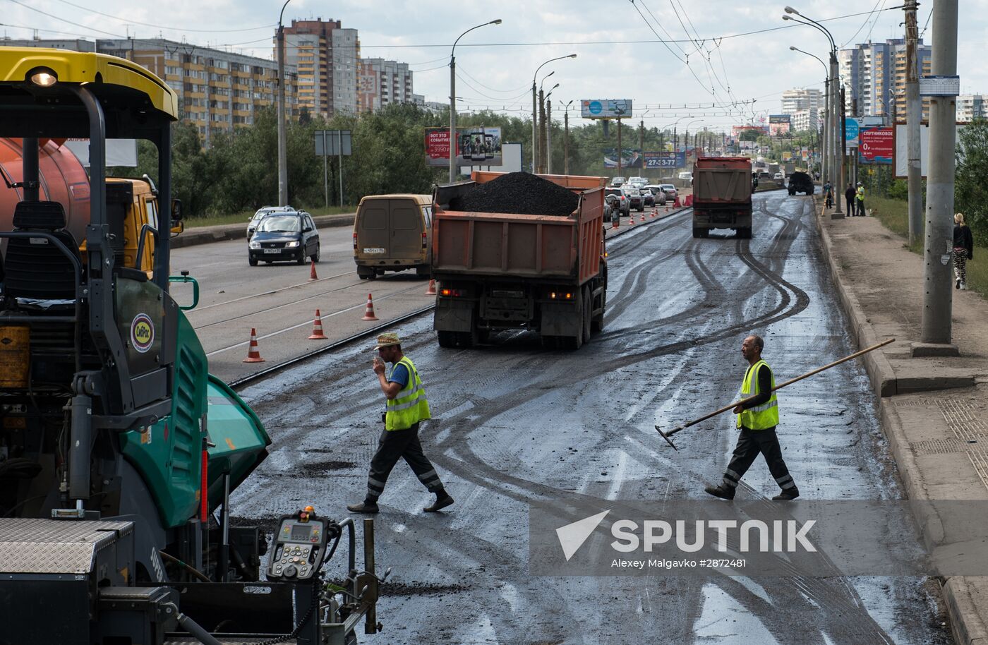 Road repairs in Omsk