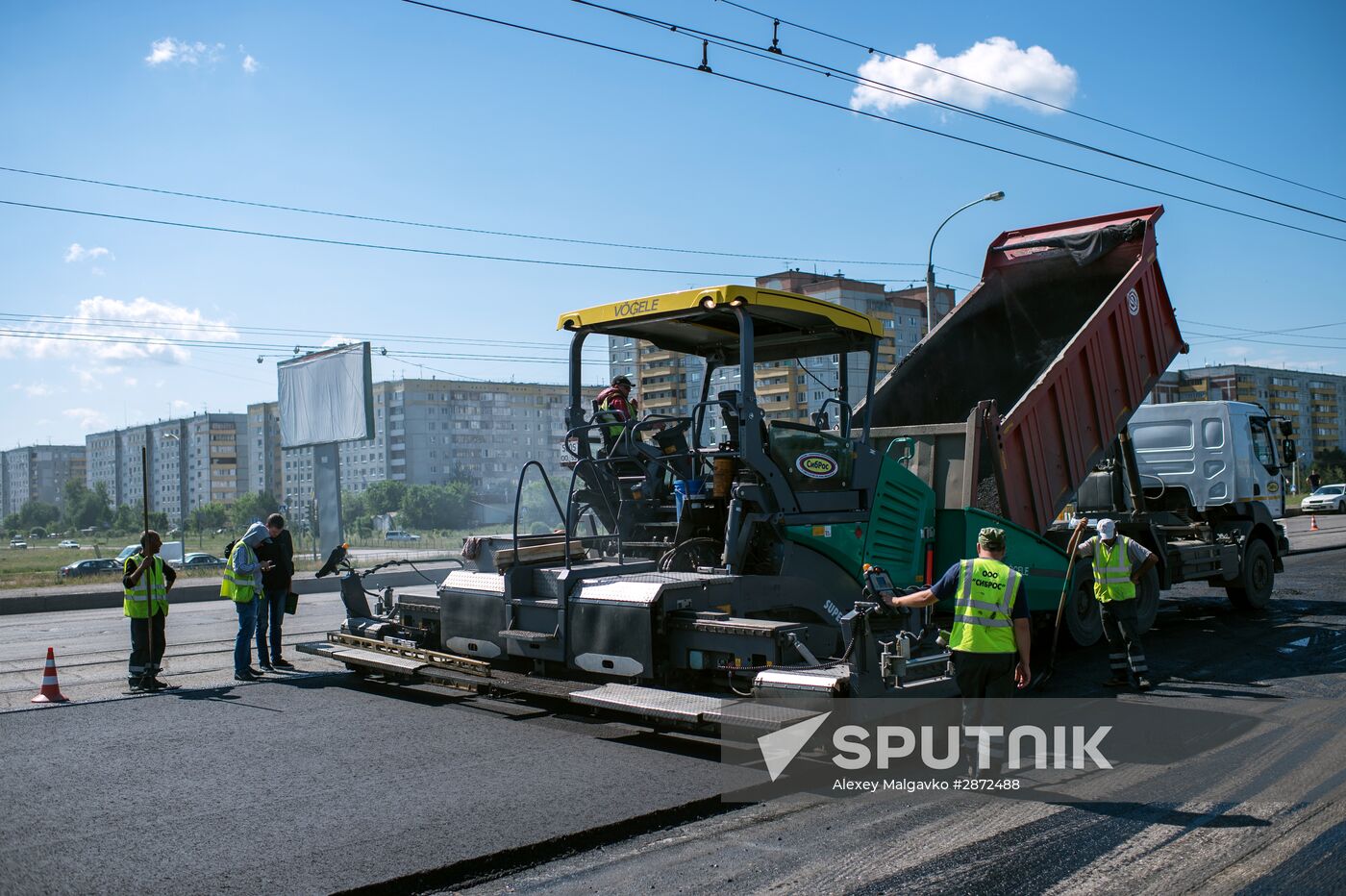 Road repairs in Omsk