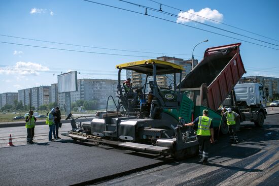 Road repairs in Omsk