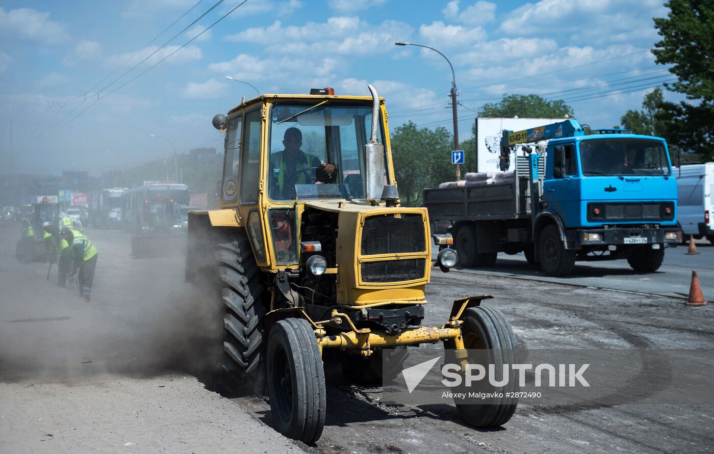 Road repairs in Omsk