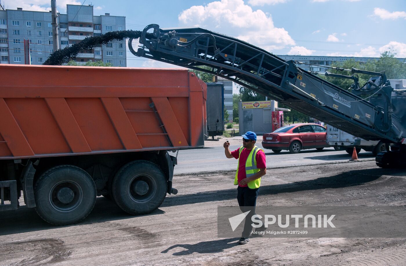 Road repairs in Omsk