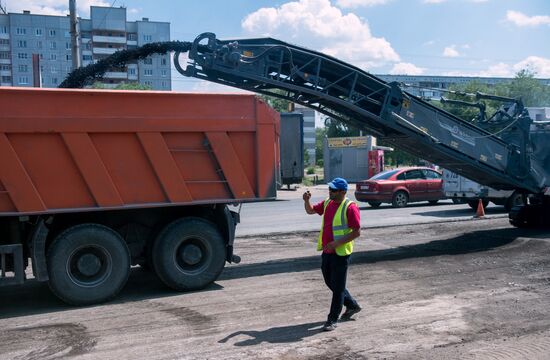 Road repairs in Omsk