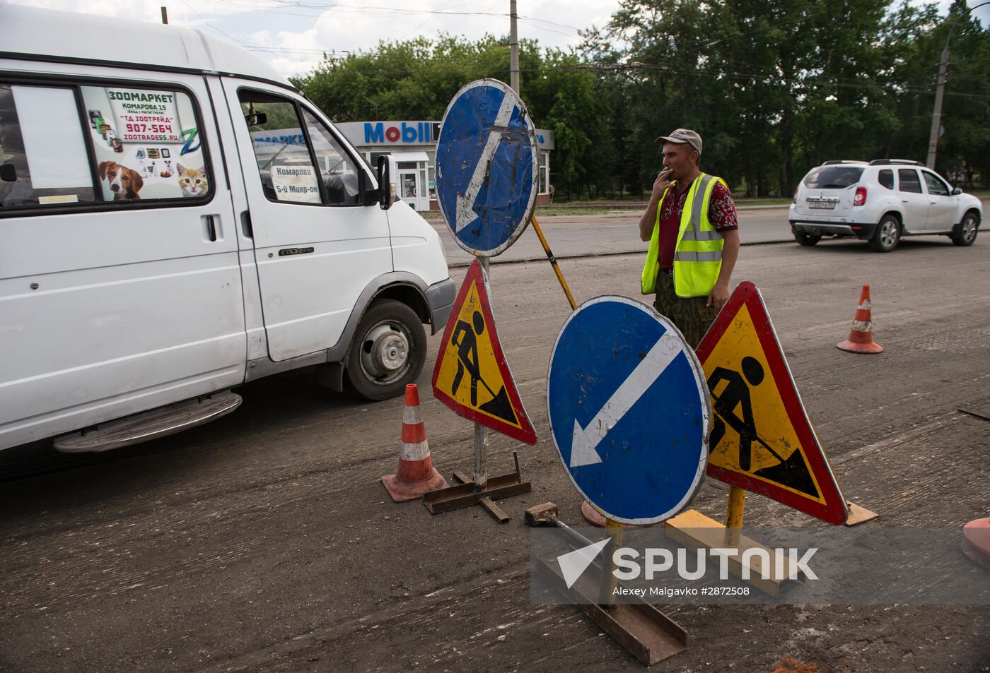 Road repairs in Omsk