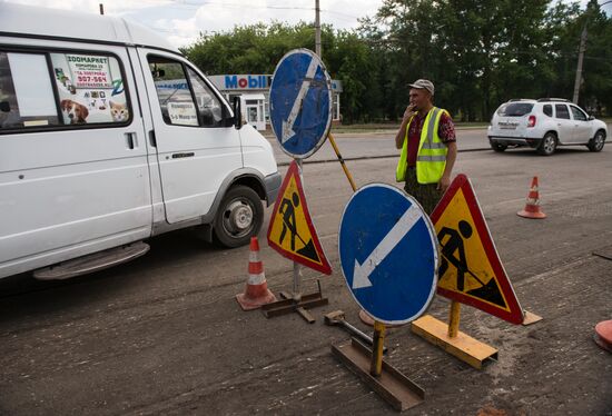 Road repairs in Omsk