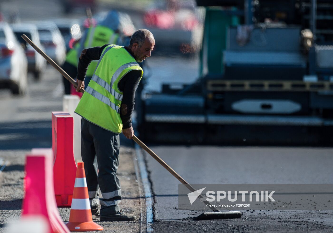 Road repairs in Omsk