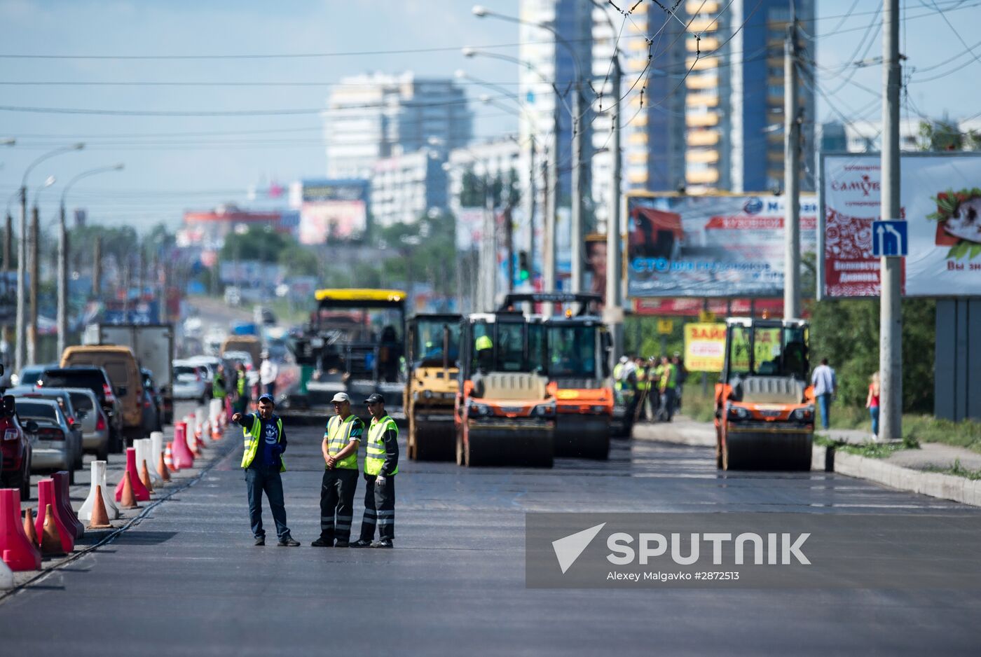 Road repairs in Omsk