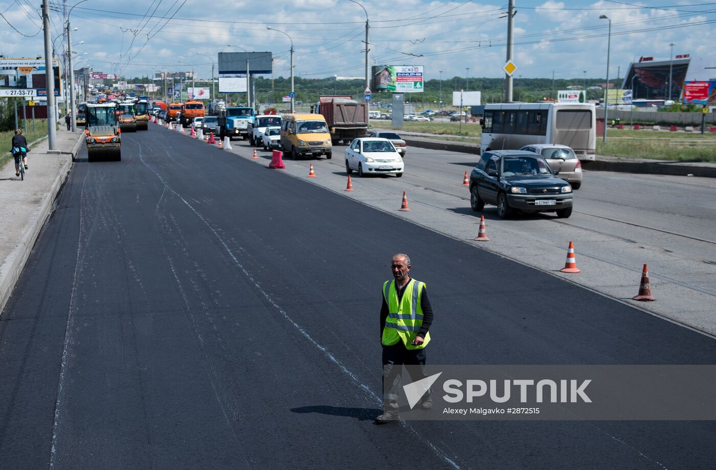 Road repairs in Omsk