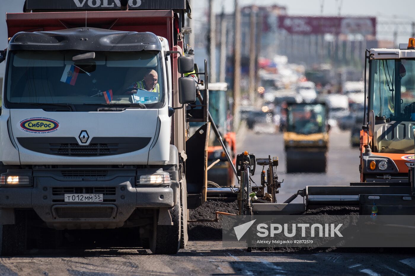 Road repairs in Omsk