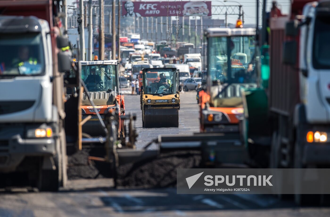 Road repairs in Omsk