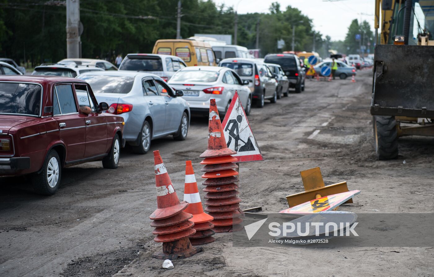 Road repairs in Omsk