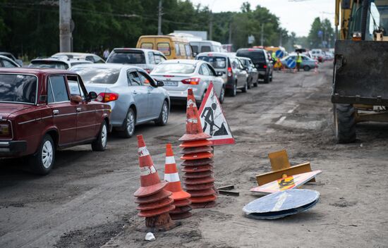 Road repairs in Omsk