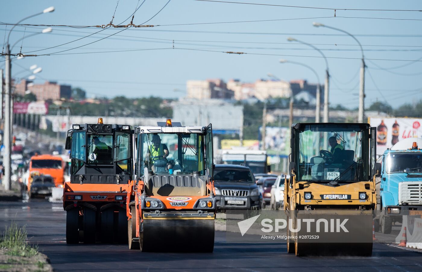 Road repairs in Omsk