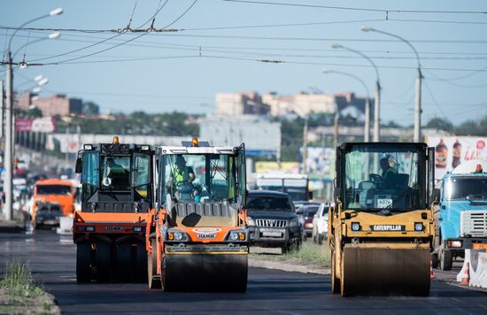 Road repairs in Omsk