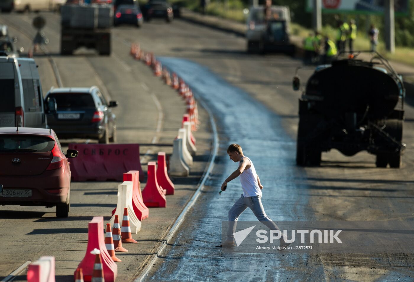 Road repairs in Omsk