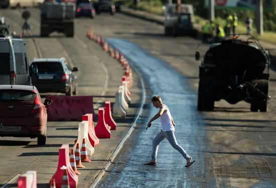 Road repairs in Omsk