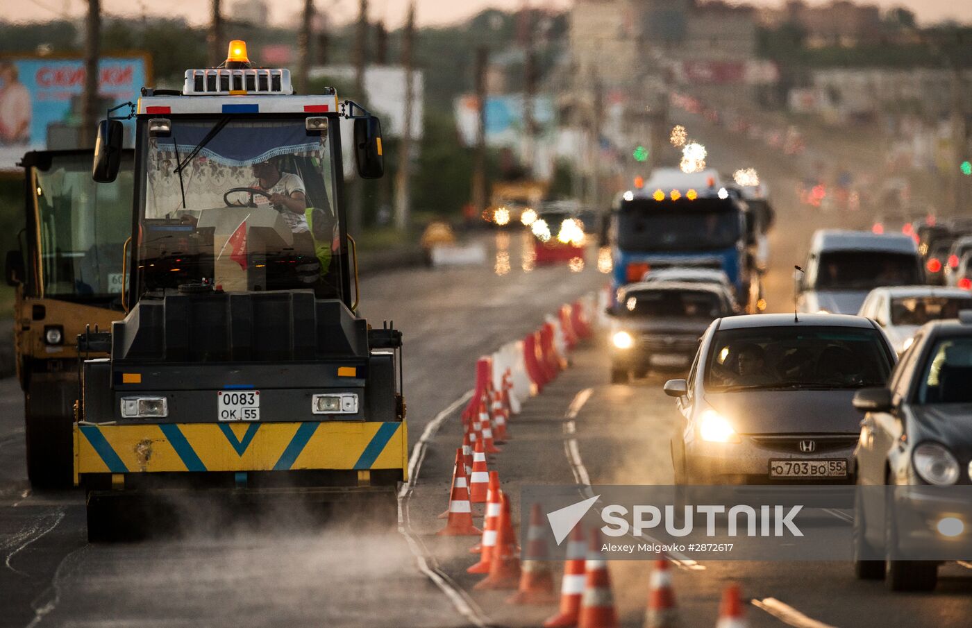 Road repairs in Omsk