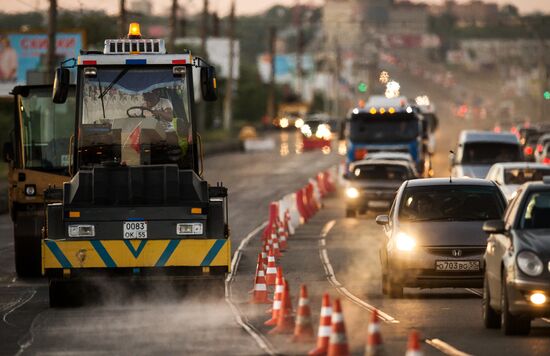 Road repairs in Omsk