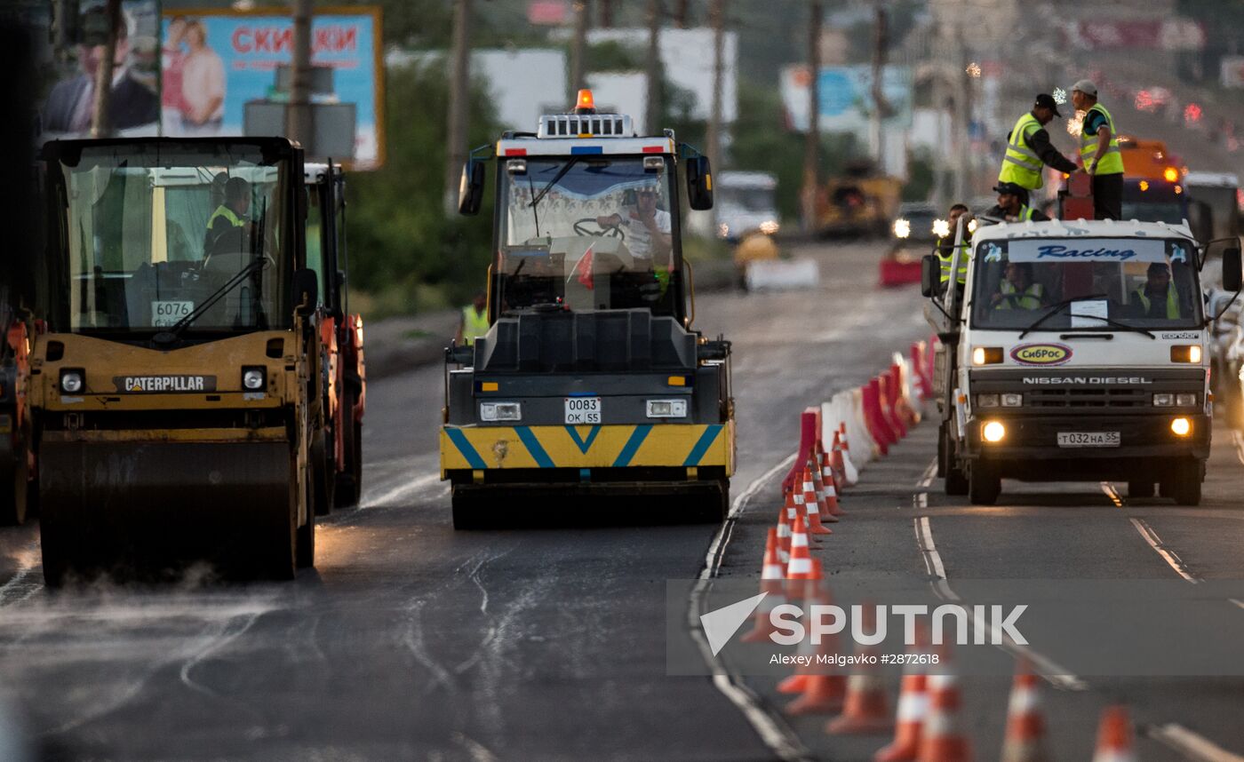 Road repairs in Omsk