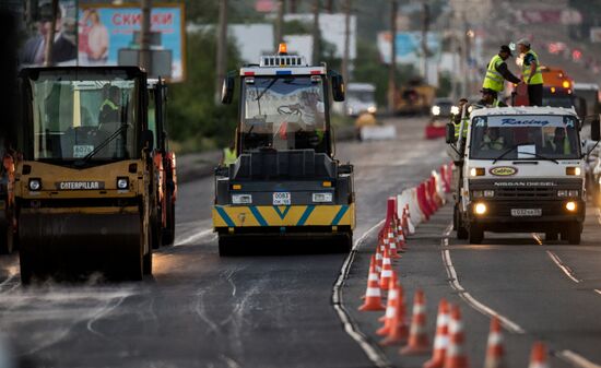 Road repairs in Omsk