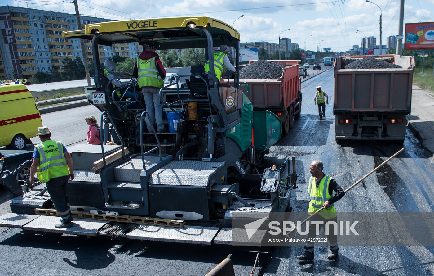 Road repairs in Omsk