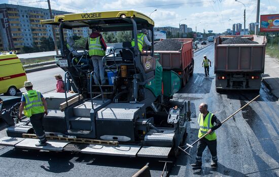 Road repairs in Omsk