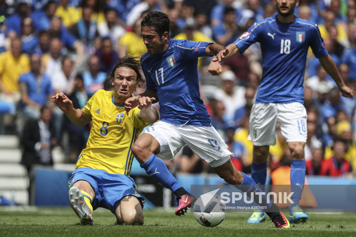 Football. UEFA Euro 2016. Italy vs. Sweden