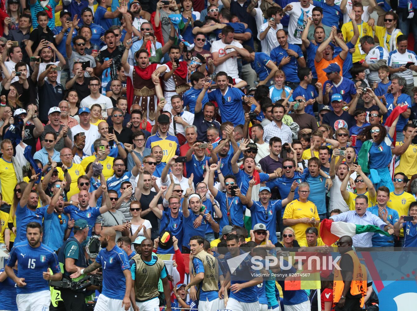 Football. UEFA Euro 2016. Italy vs. Sweden