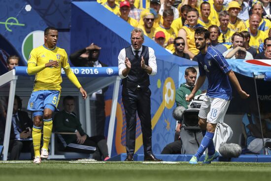 Football. UEFA Euro 2016. Italy vs. Sweden
