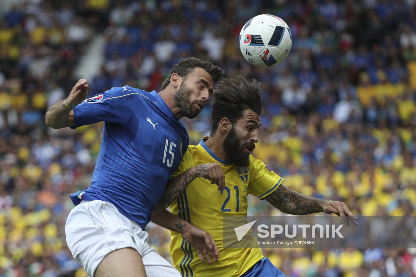 Football. UEFA Euro 2016. Italy vs. Sweden