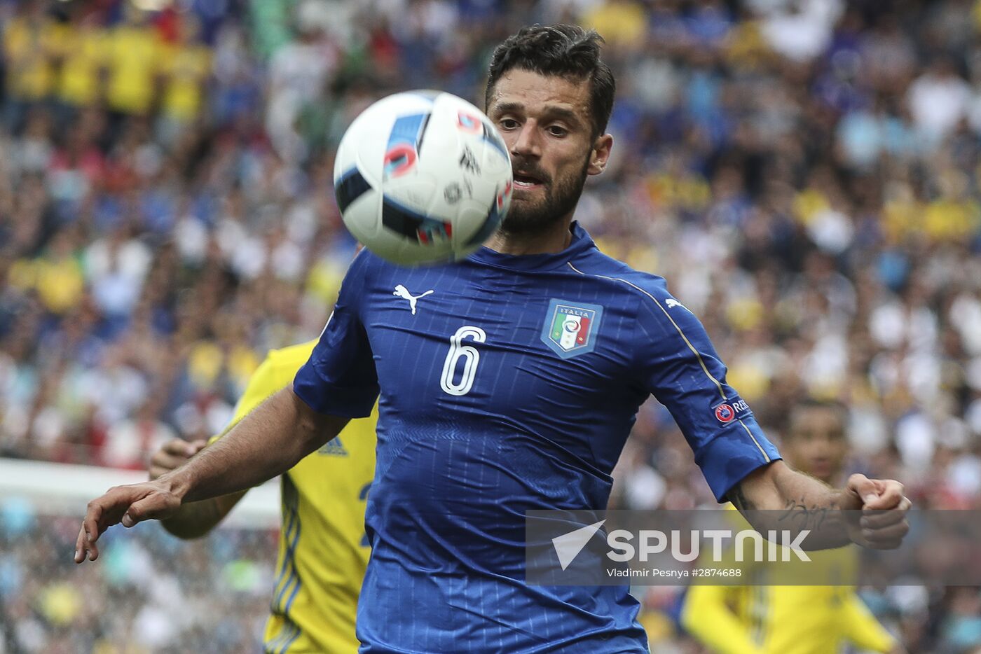 Football. UEFA Euro 2016. Italy vs. Sweden
