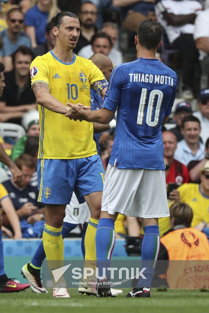 Football. UEFA Euro 2016. Italy vs. Sweden