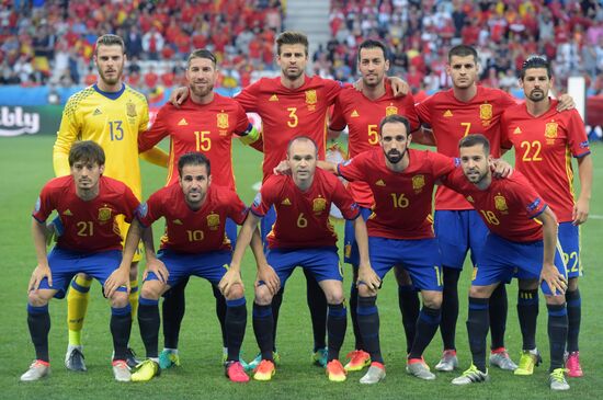 Football. 2016 UEFA European Championship. Spain vs. Turkey