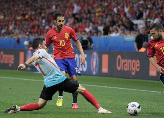 Football. 2016 UEFA European Championship. Spain vs. Turkey